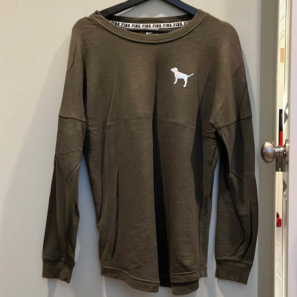 PINK Olive green Sweatshirt